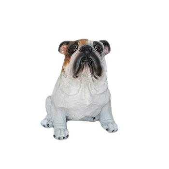 Cachorro Bulldog Inglês Duke P Branco e Marrom - 19,5x14x22cm